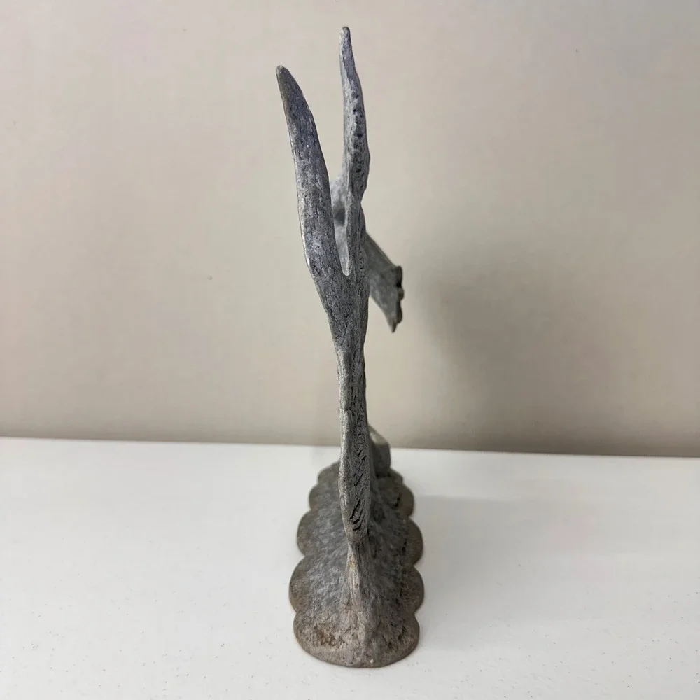 Vintage Pewter Cat Candle Holder Silver Cottage Grandma Door Stopper‎